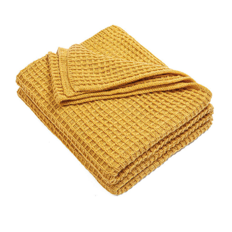 Brehn Women’s Knitted Cotton Throw Blanket Cozy Soft Wavy Design Machine Washable