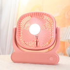 Portable USB Table Fan with Integrated LED Light Adjustable Speed Compact and Lightweight