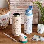 Insulated Water Bottle Double-Walled Leak-Proof Floral Design BPA-Free for Women