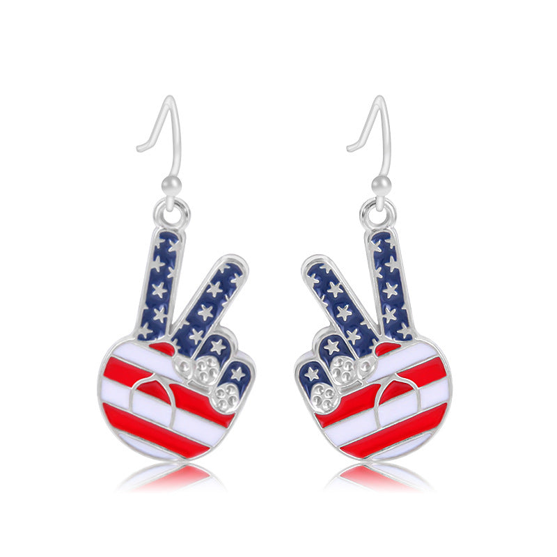 Women's Lightweight Star Earrings Enamel Flag Design Fishhook Closure Zinc Alloy