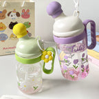 Women's BPA-Free Plastic Water Bottle with Leak-Proof Silicone Lid and Floral Design