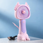 Portable Hand Fan USB Rechargeable Compact Cute Cat Design for Women