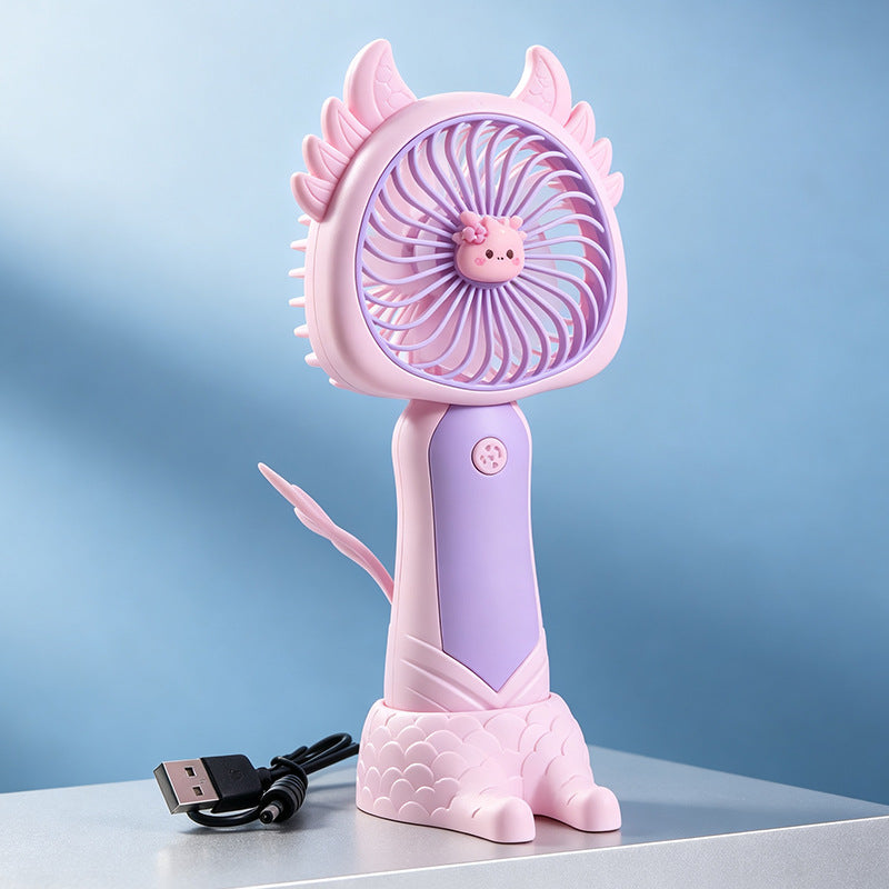 Portable Hand Fan USB Rechargeable Compact Cute Cat Design for Women