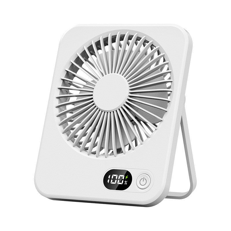 Portable USB Table Fan with Digital Battery Display Foldable Stand Quiet Brushless Motor