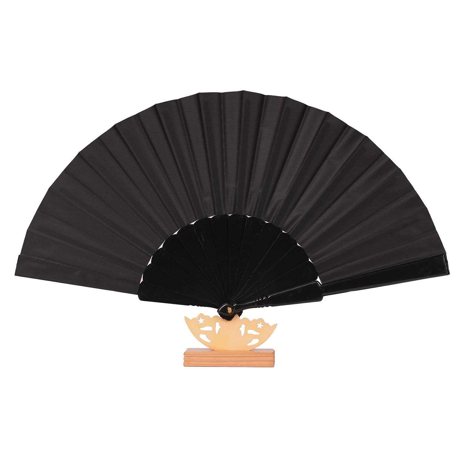 Women's Hand Fan with Filigree Wooden Handle Elegant Paper Folding Fan