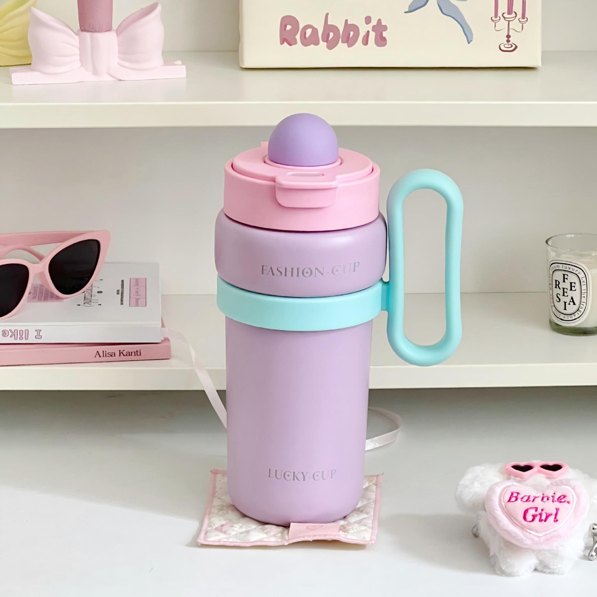 Ladies Insulated Water Bottle BPA-Free Plastic Leak-Proof Lid Ergonomic Handle Multi-Functional