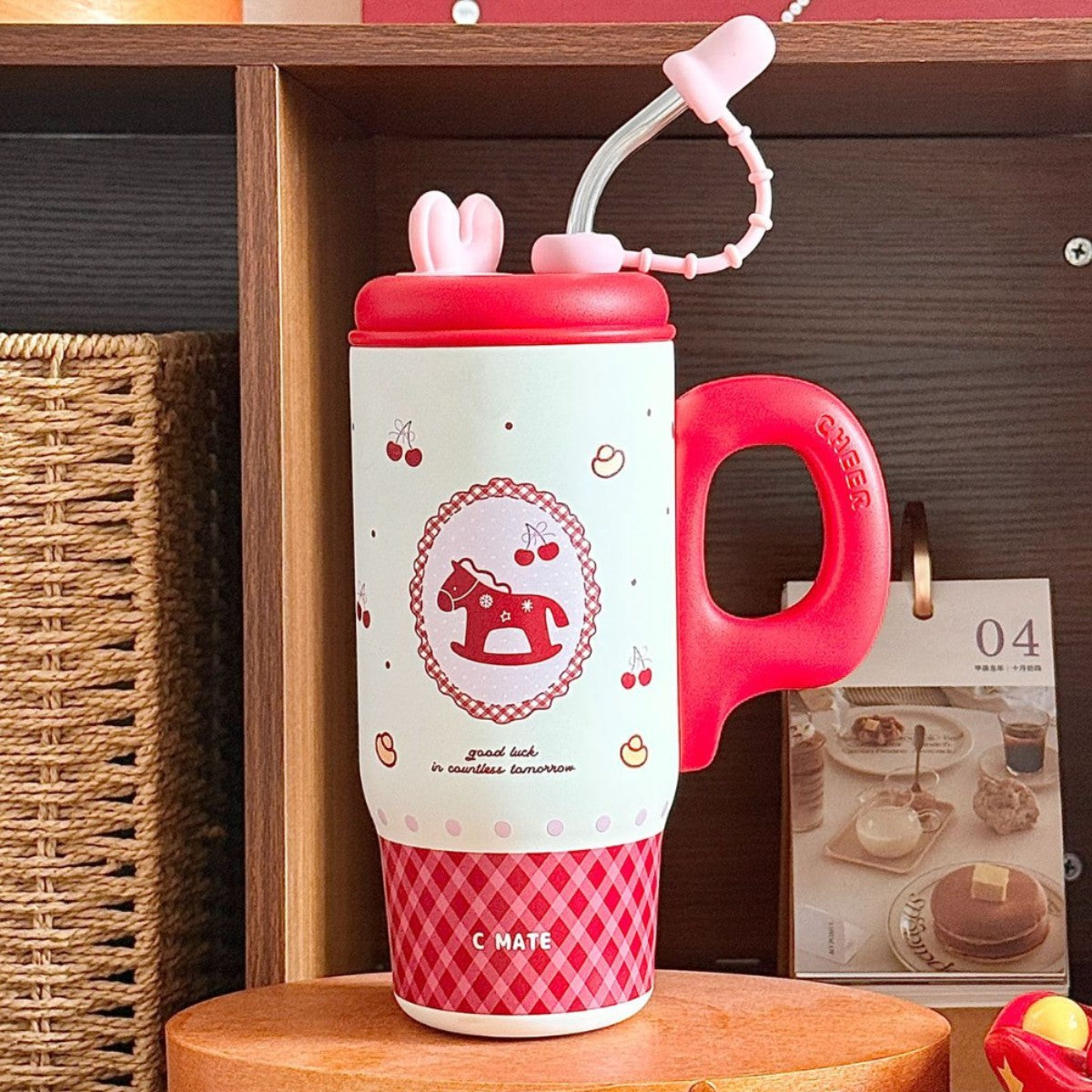 Women’s Multifunctional Drink Jug BPA-Free Floral Pattern Hot and Cold Beverage Pitcher with Handle