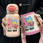 Insulated Women's Water Bottle Double-Walled Flip-Top Lid Leak-Proof BPA-Free with Carry Loop