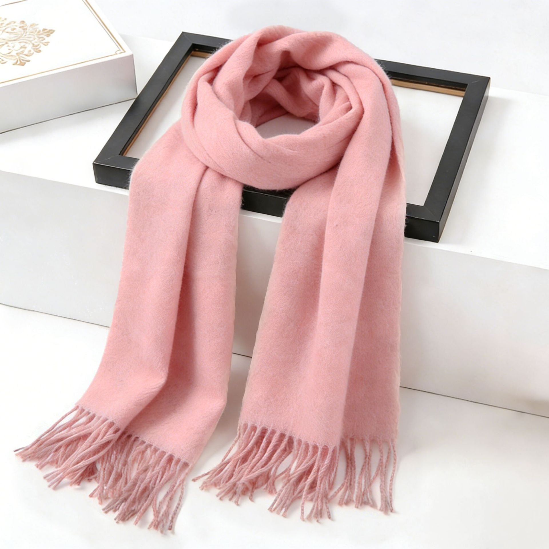 Brehn Cashmere Scarf Women Soft Warm Elegant Classic Neck Wrap with Fringes