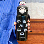 Women's Insulated Water Bottle BPA-Free Plastic with Creative Panda Design and Flip Top Lid