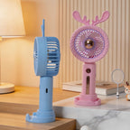 Portable Handheld Fan with Antler Design USB Rechargeable 5-Speed Compact Quiet Fan for Women