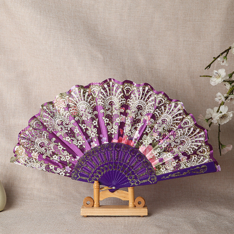Ladies Hand Fan Elegant Floral Pattern Lightweight Portable Accessory
