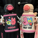 Insulated Women's Water Bottle Double-Walled Flip-Top Lid Leak-Proof BPA-Free with Carry Loop