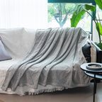 Cotton Throw Blanket for Sofa and Bed Striped Pattern Machine Washable Cozy Home Decor
