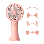 Portable Mini Hand Fan for Women USB Rechargeable with Creative Ear Design