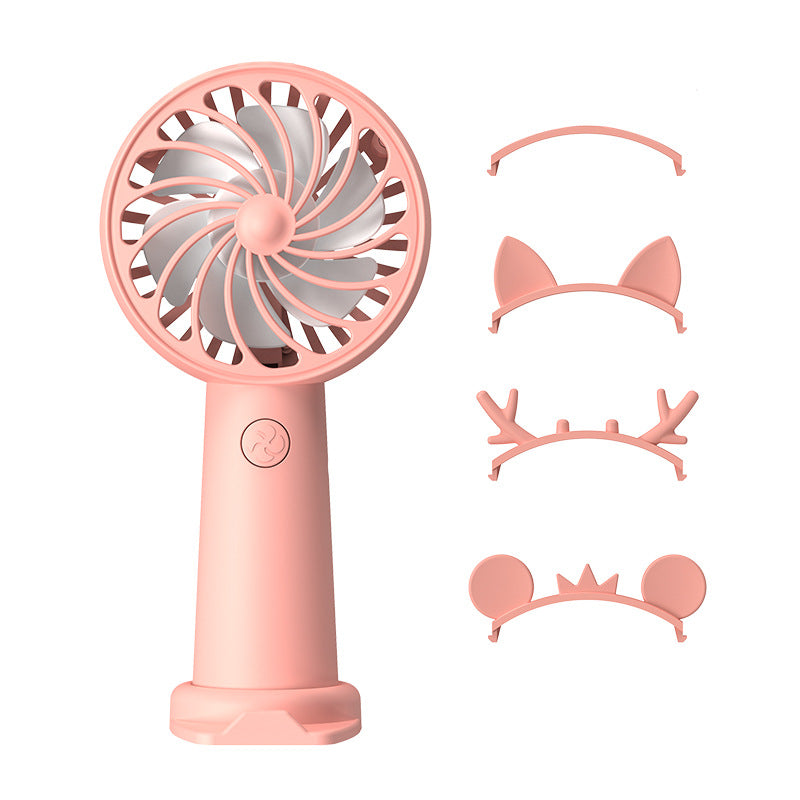 Portable Mini Hand Fan for Women USB Rechargeable with Creative Ear Design