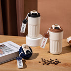Ladies Insulated Coffee Mug with Flip Lid Non-Slip Grip Spill-Resistant Reusable