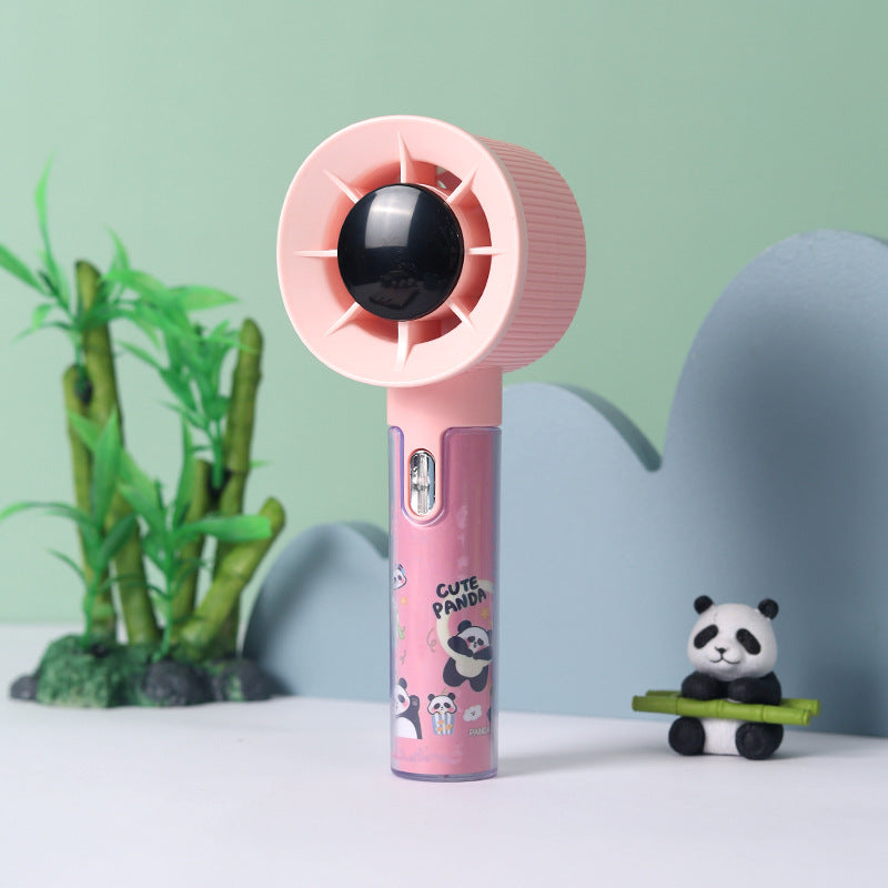 Portable Handheld Fan Battery Operated Cute Panda Design Lightweight Compact