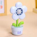 Mini Desktop Cooling Fan Flower Design USB Rechargeable Adjustable Speed