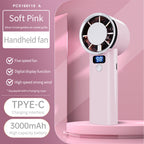 Portable Handheld Fan with Digital Display 5 Speeds 3000mAh Battery
