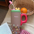 Women’s BPA-Free Drinking Container with Cat Design and Hygienic Lid Ergonomic Handle