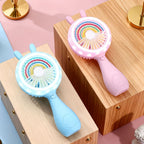 Portable Handheld Fan with LED Light Bunny Design USB Rechargeable Lightweight Cooling Fan