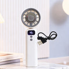 USB Portable Handheld Fan with Digital Display Adjustable Neck Strap Rechargeable