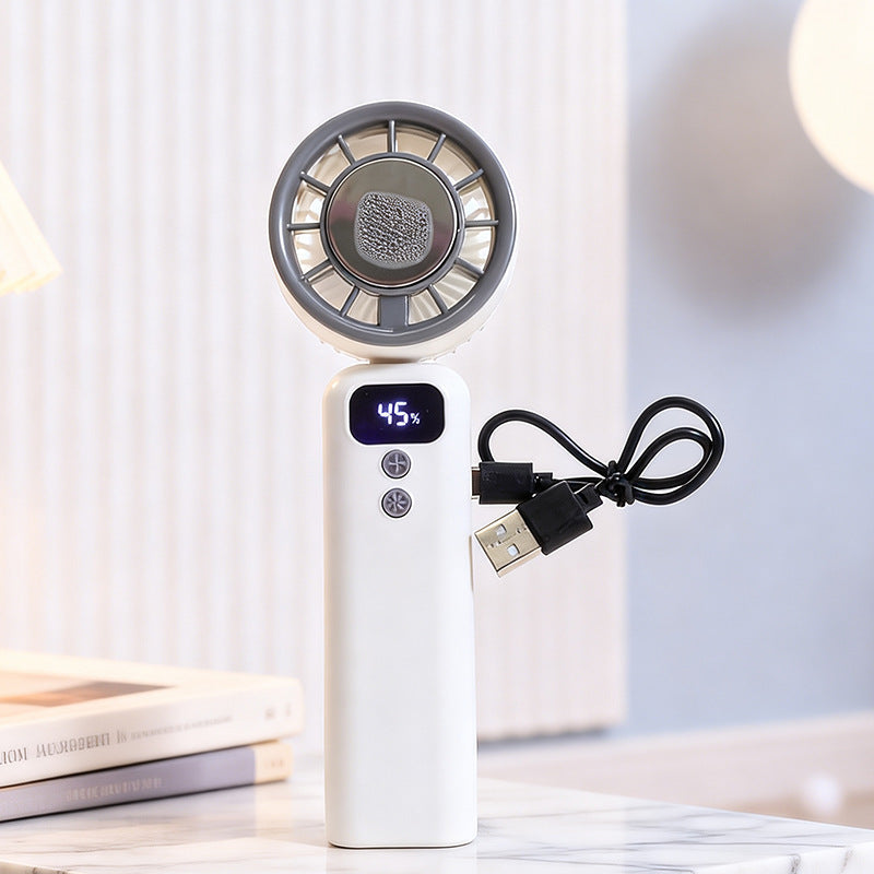 USB Portable Handheld Fan with Digital Display Adjustable Neck Strap Rechargeable