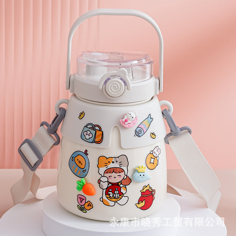 Women’s Colorful BPA-Free Leak-Proof Water Bottle with Carry Handle and Adjustable Strap