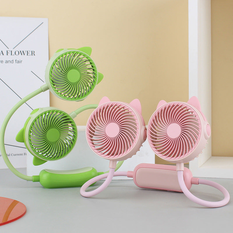 Unisex Portable Neck Fan Dual Fan Unit Flexible Silicone Arms Rechargeable