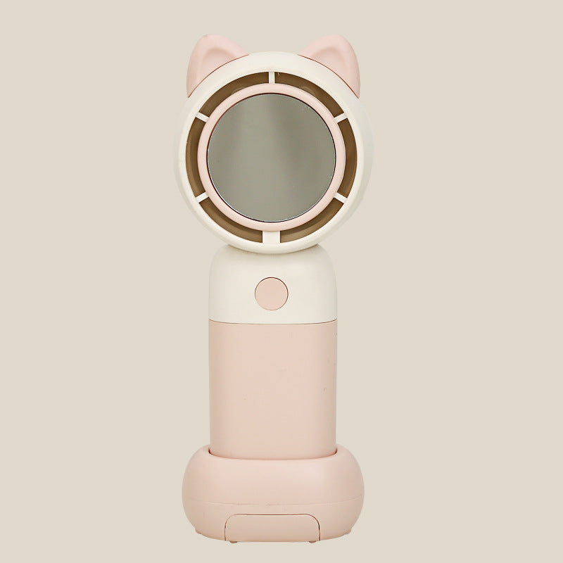 Portable Hand Fan with Integrated Mirror USB Rechargeable Lightweight Compact
