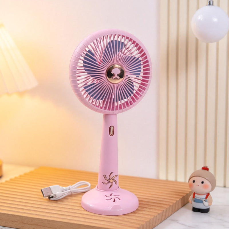 Portable USB Table Fan Rechargeable Battery 3-Speed Adjustable Head Quiet