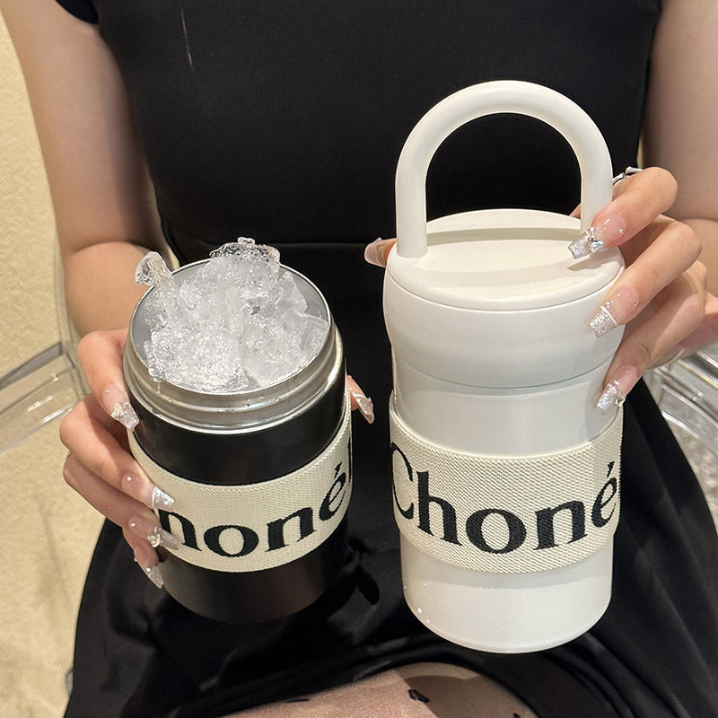 Women's Multifunctional Thermal Mug with Insulation and Carry Handle for Hot and Cold Drinks
