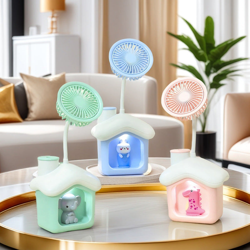 Portable Table Fan USB Powered Cute Bear Design Adjustable Speeds Compact Quiet Operation