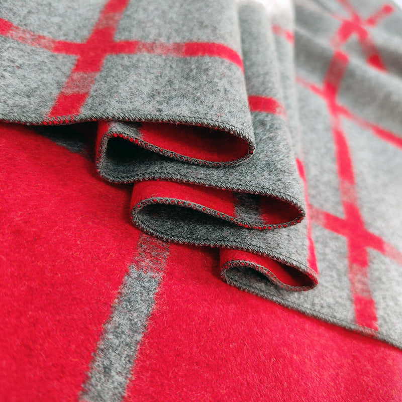 Ladies Scarf Soft Fleece Blend Warm Elegant Geometric Pattern Wrap