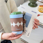 Ladies Thermos Mug Insulated Stainless Steel with Elegant Gold Rim Leak-Proof Lid