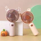 Ladies Hand Fan Portable USB Rechargeable Cute Bear Design 3-Speed Cooling