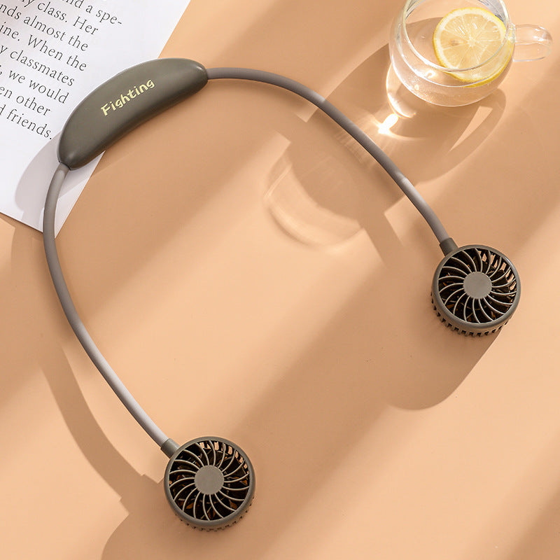Portable Neck Fan With Dual Adjustable Heads USB Rechargeable Quiet Brushless Motor