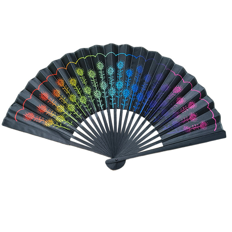 Ladies Handheld Fabric Fan Colorful Lightweight Elegant Accessory