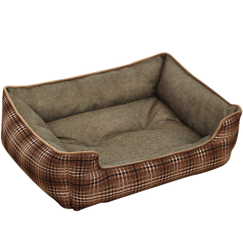 Unisex Pet Bed Soft Plush Lining Ergonomic Raised Edge Removable Cover