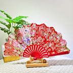 Ladies Handmade Fan Lightweight Elegant Fabric and Wood Accessory