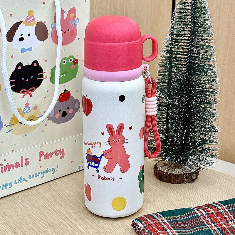 Insulated Stainless Steel Water Bottle with Colorful Polka Dot Pattern for Women