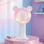 Portable USB Hand Fan with LED Lights Flexible Tilt Lightweight Personal Cooling Device