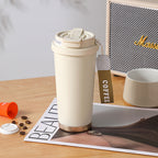 Insulated Stainless Steel Travel Mug with Leak-Proof Cap and Carry Handle for Coffee and Tea