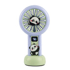 Portable Handheld Fan Panda Design Digital Speed Display Battery Powered