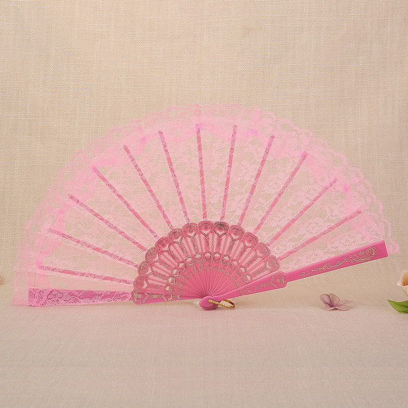 Ladies Lace Hand Fan Elegant Floral Pattern Lightweight Portable