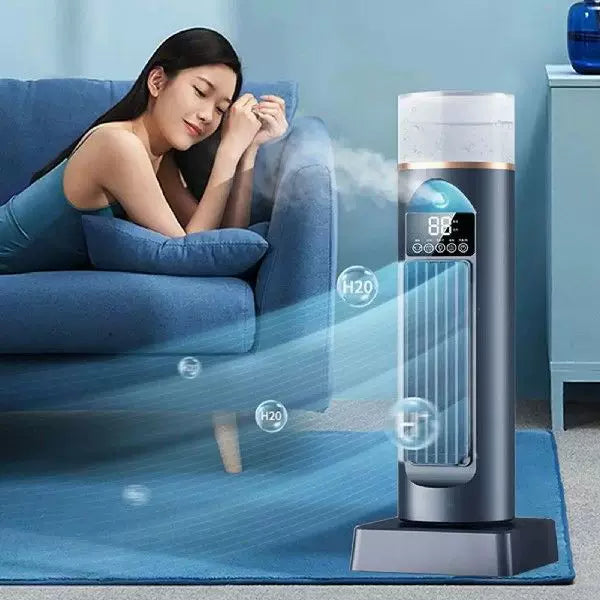 Personal Evaporative Air Cooler USB Powered Compact Vertical Tower with Digital Display and Adjustable Louvers
