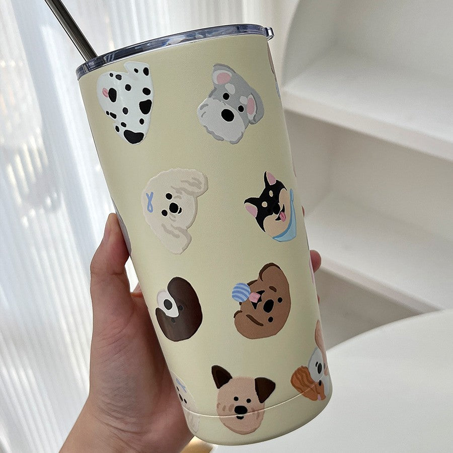 Insulated Stainless Steel Mug with Funny Animal Design Leak-Proof Lid Ergonomic Handle