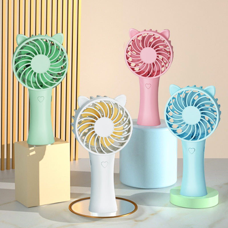 Portable Handheld Fan Cat Ear Design Rechargeable Lightweight Personal Cooling Fan