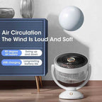 Compact Oscillating Table Fan USB Powered Quiet Brushless Motor Adjustable Tilt
